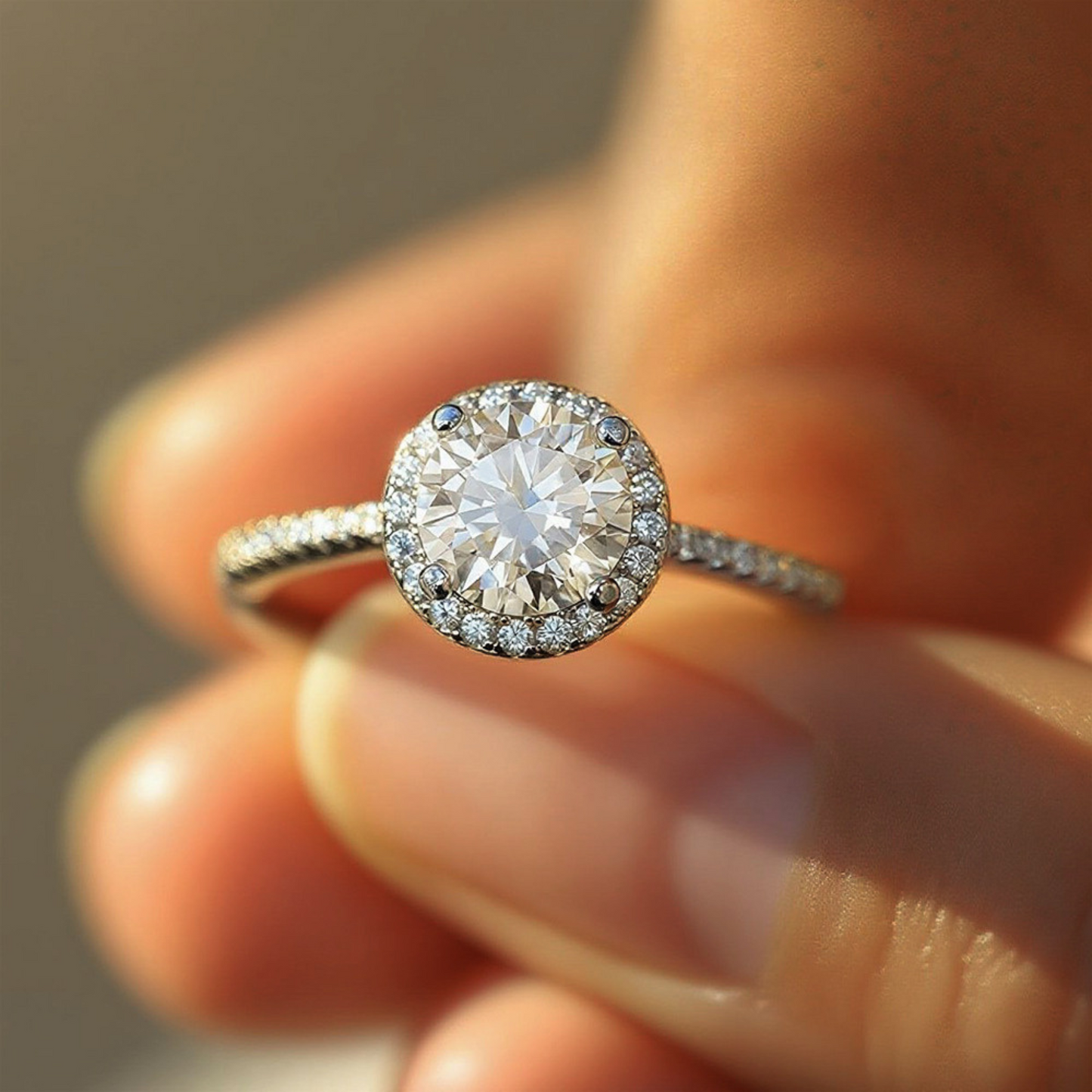 Handgefertigter Ring aus 925er Sterlingsilber mit Brillantschliff-Stein