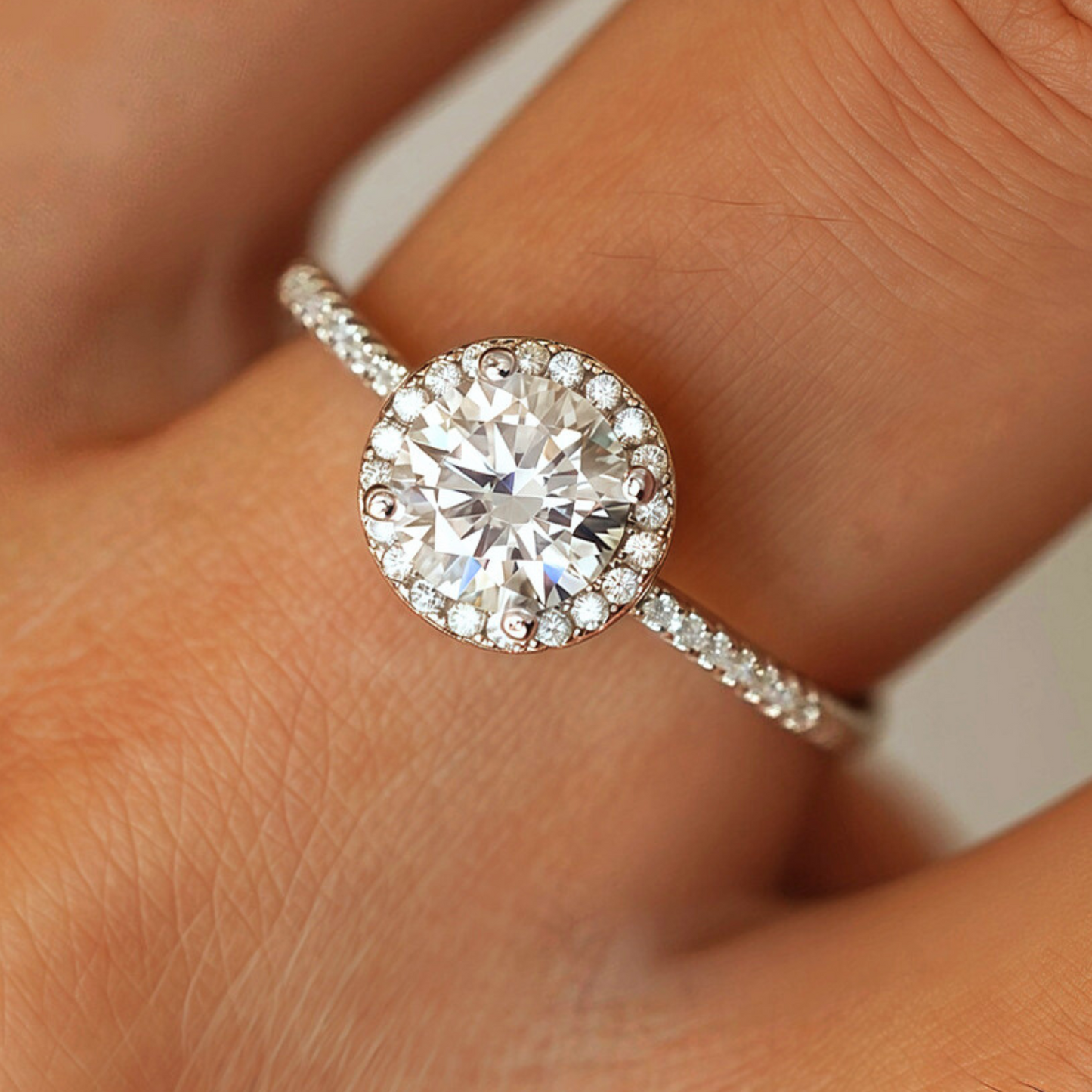 Handgefertigter Ring aus 925er Sterlingsilber mit Brillantschliff-Stein