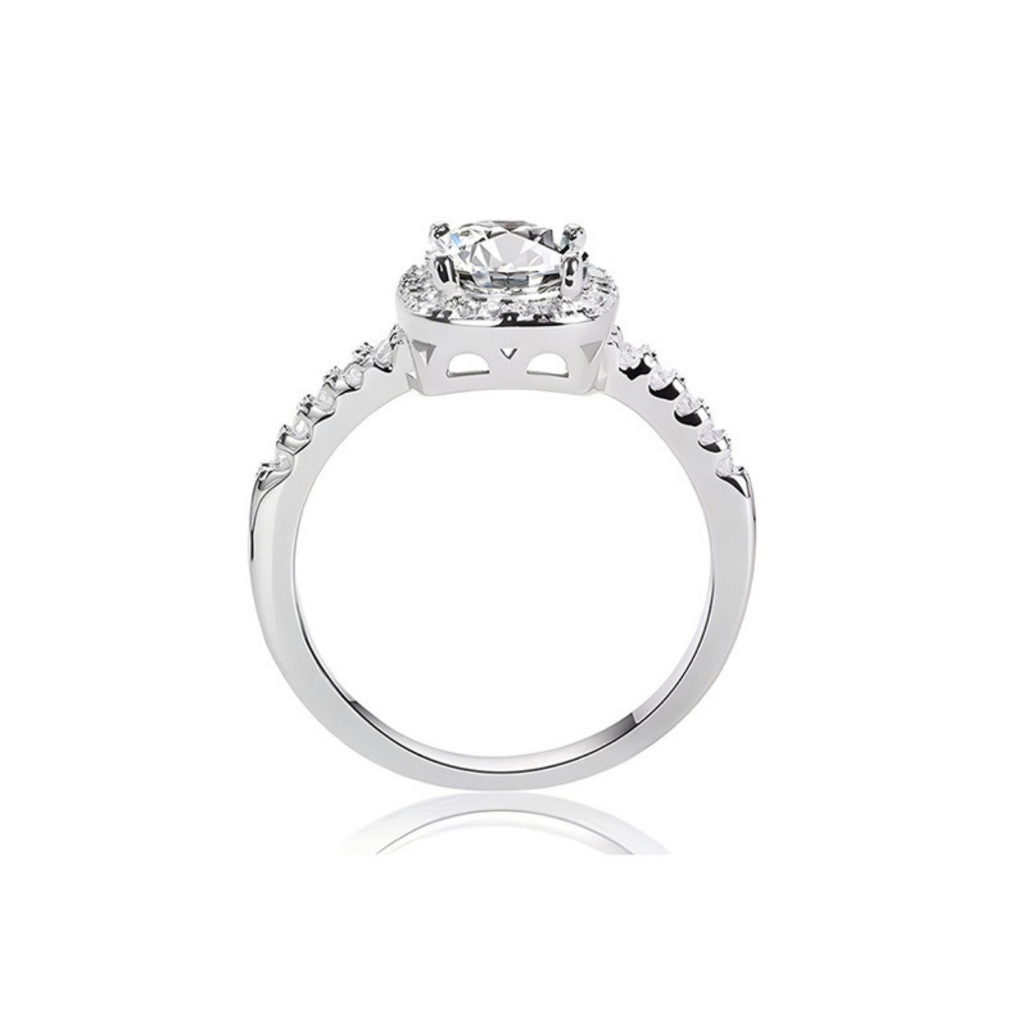 Solitärring Halo aus 925er Silber