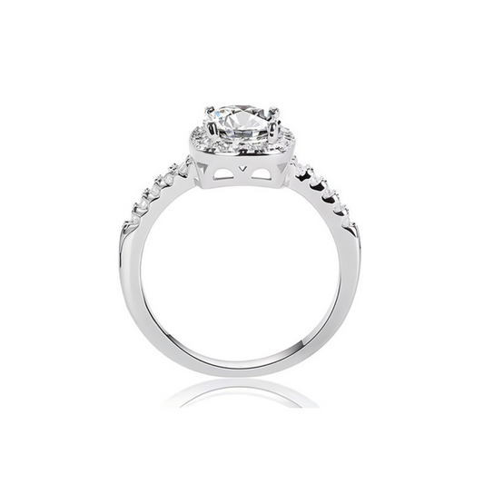 Solitärring Halo aus 925er Silber