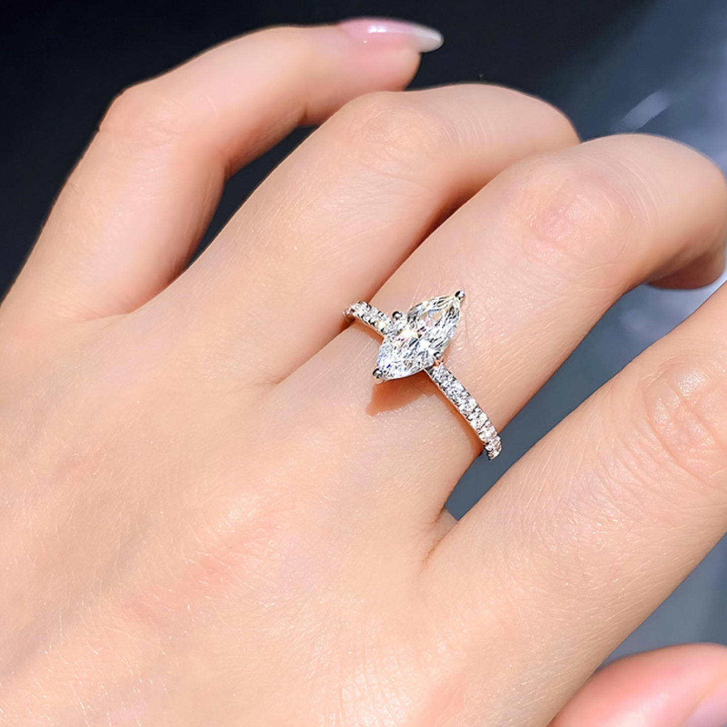 Solitärring Marquise aus 925er Silber