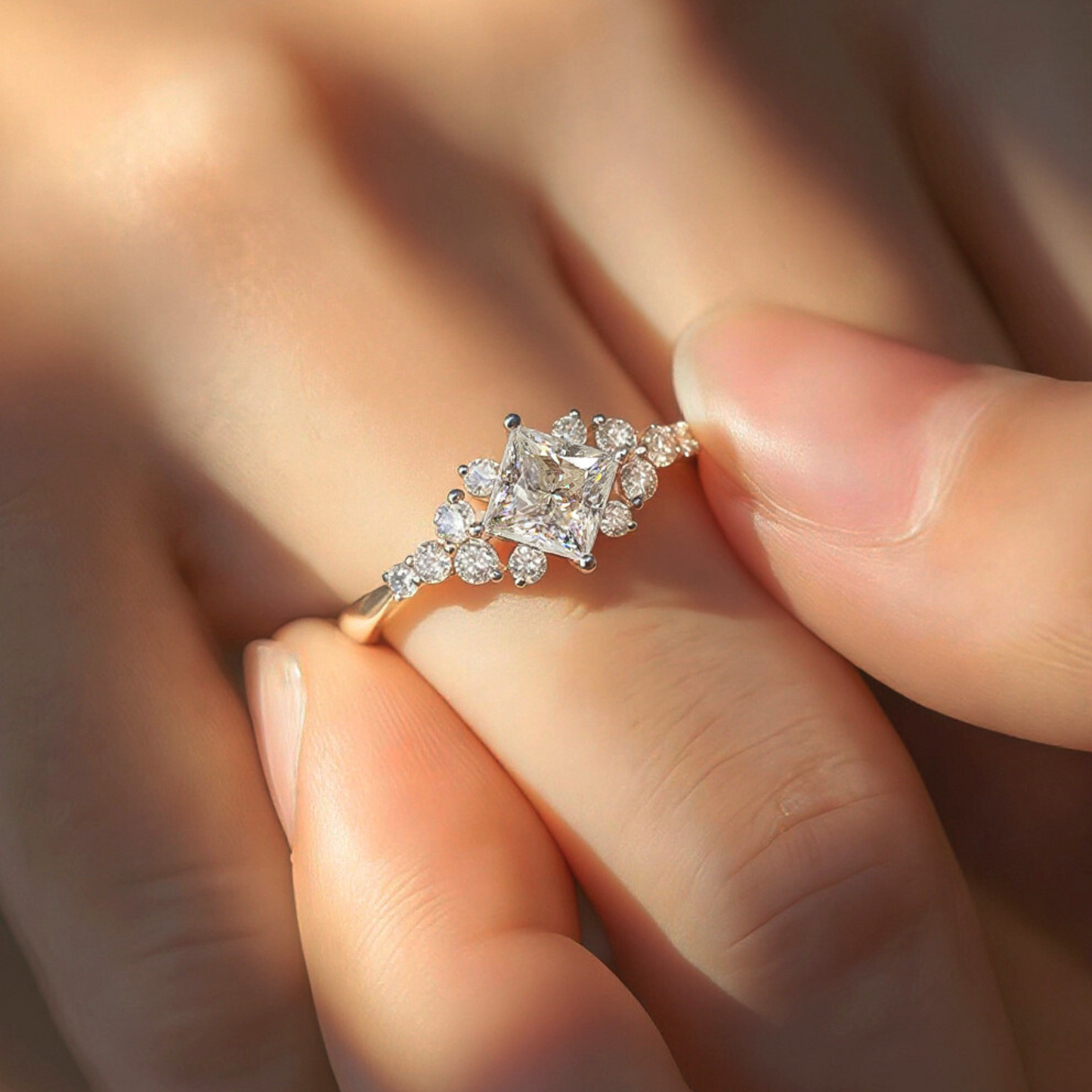 Ring, Prinzessschliff, aus 925er Silber – Königliche Eleganz